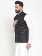 Jompers Men Black Solid Nehru Jacket For Discount