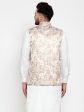 Jompers Men Beige Printed Satin Nehru Jacket on Sale