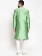 Jompers Men Green And White Self Design Kurta Only Online Sale