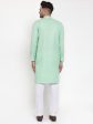 Jompers Men Green & White Solid Kurta Only Online