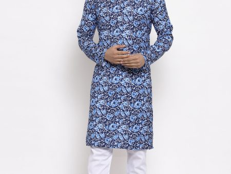 Jompers Men Blue Printed Kurta with Churidar Online Hot Sale