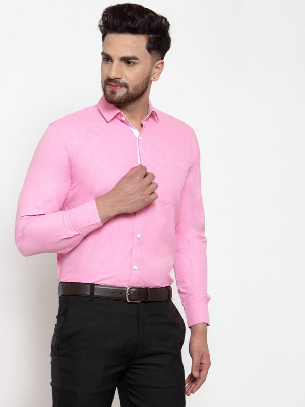 Jainish Pink Formal Shirt with white detailing ( SF 419Pink ) For Sale