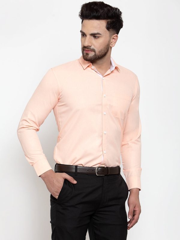 Jainish Orange Formal Shirt with white detailing ( SF 419Orange ) For Cheap