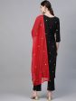 Ahalyaa Black & Pink Bandhani Khari Printed Kurta with Trousers & Dupatta Sale