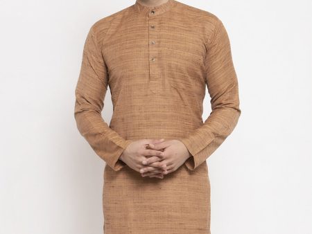 Jompers Men Brown Self Design Kurta Only Online now