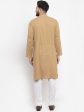 Jompers Men Beige & White Solid Pin-tucks Kurta with Churidar Online now