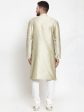 Jompers Men Beige & White Self Design Kurta with Churidar Hot on Sale