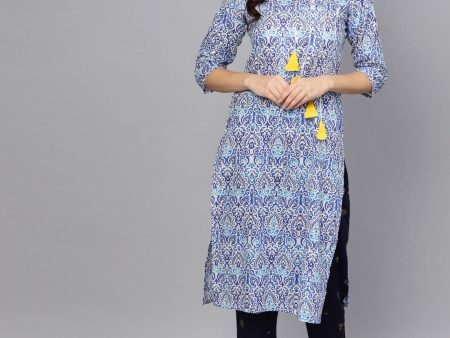 Ahalyaa Blue Straight Kurta with Pant Online Sale