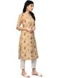 Ahalyaa Beige Dusty Print Straight Kurta For Women For Discount