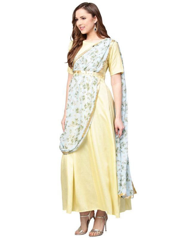 Ahalyaa Draped Dupatta A line Dress Online Hot Sale