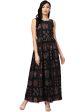 Ahalyaa Black Printed Flare Kurta Dress For Women Discount