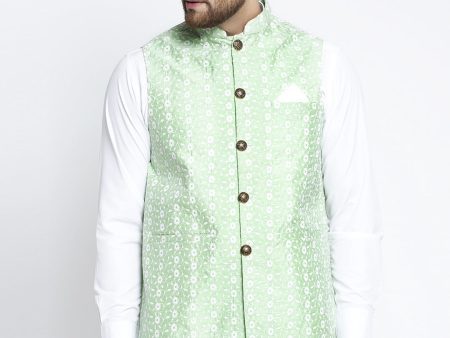 Jompers Men Green Embroidered Nehru Jacket Online now