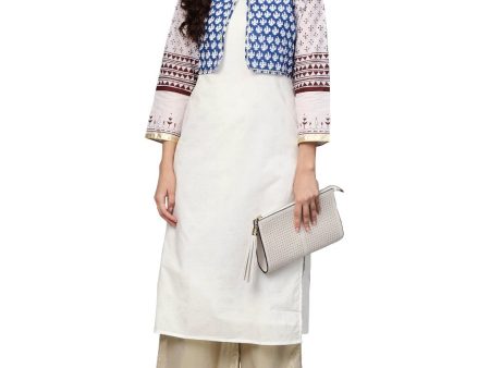 Ahalyaa Printed Straight Cotton Blend Kurta with koti Jacket For Discount