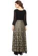 Ahalyaa Black & Golden Foil Print A-Line Kurta For Women Hot on Sale