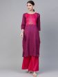 Ahalyaa Magenta & Pink Screen Printed Kurta with Palazzo For Cheap