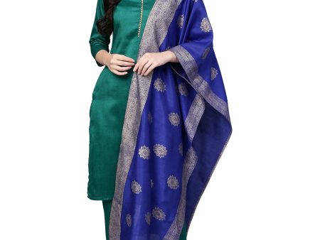 Indian Clothing Ahalyaa Green Solid Kurta with Trousers & Dupatta Online now