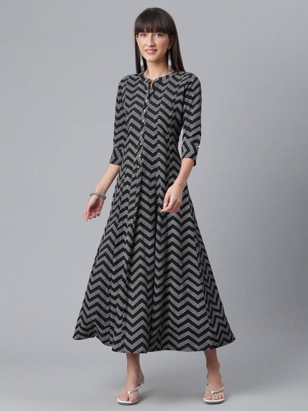 Ahalyaa Crepe Black Printed Kurta Cheap