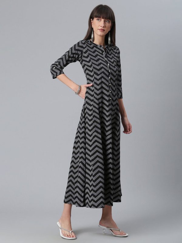 Ahalyaa Crepe Black Printed Kurta Cheap