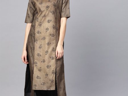 Ahalyaa Printed High Low Hem Kurta with Trouser Sale