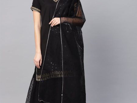 Ahalyaa Solid Black Kurta with Sharara Set Supply