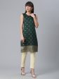 Ahalyaa Chanderi Dark Green Foil Gold Printed Kurti Discount