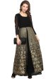 Ahalyaa Black & Golden Foil Print A-Line Kurta For Women Hot on Sale