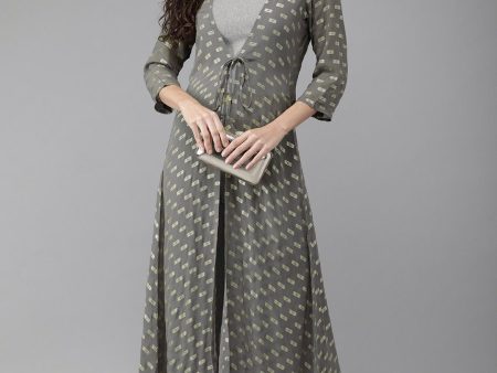 Ahalyaa Women Beautiful Grey Indo Western Set For Sale