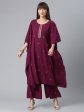 Ahalyaa Burgundy & Golden Printed Kurta with Palazzo Online Hot Sale