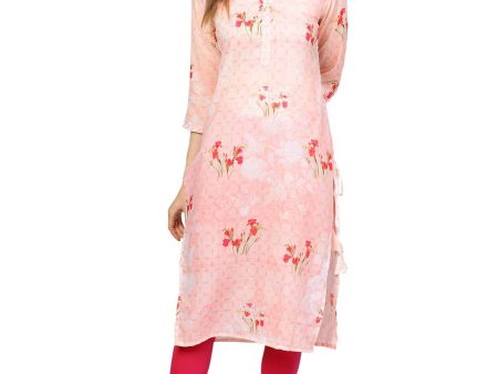 Ahalyaa Printed Floral Muslin Straight Kurta For Women Online