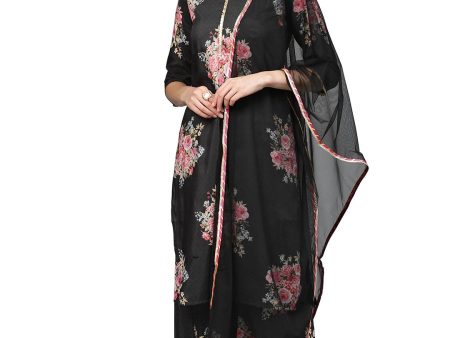 Ahalyaa Beautiful Black Printed Kurta Set For Women s Discount