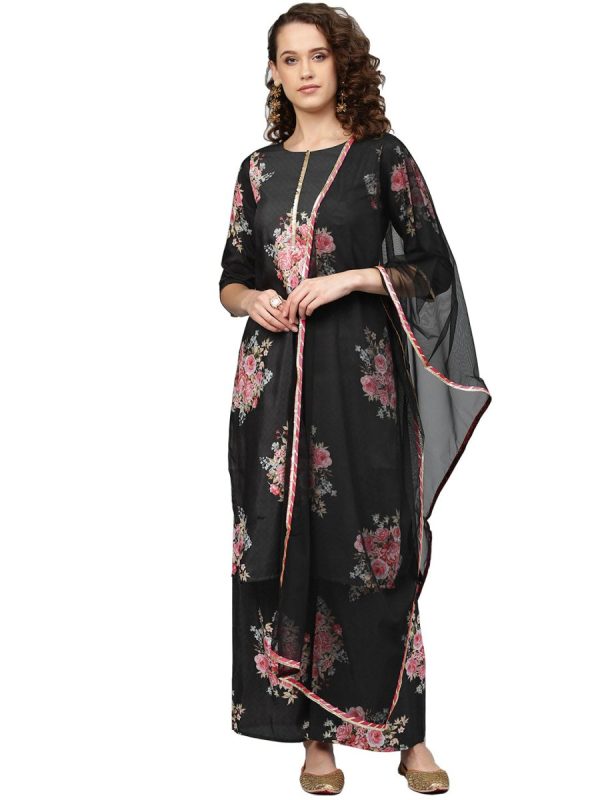 Ahalyaa Beautiful Black Printed Kurta Set For Women s Discount