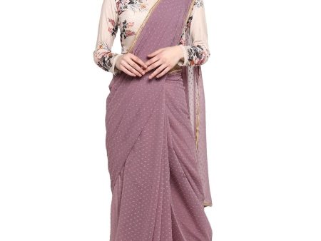 Ahalyaa Women s Mauve Butta Georgette Ready to Wear Saree Sale