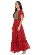 Ahalyaa Maroon & Golden Printed Fit and Flare Maxi Dress Online now