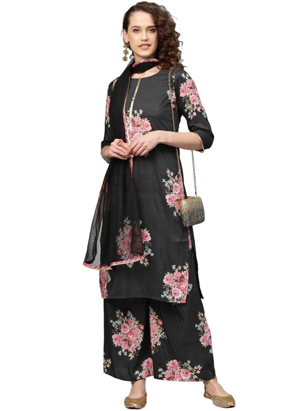 Ahalyaa Beautiful Black Printed Kurta Set For Women s Discount