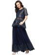 Ahalyaa Navy Blue Peplum Net Indowestern Set Fashion