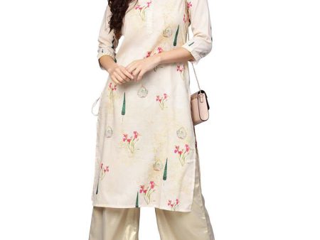 Ahalyaa Beige Printed Straight Kurta For Women Sale