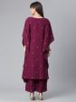 Ahalyaa Burgundy & Golden Printed Kurta with Palazzo Online Hot Sale