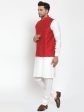 Jompers Men s Beautiful Red Woven Design Nehru Jacket For Cheap