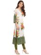 Ahalyaa Floral Cotton Blend Straight Off white Kurta Online Hot Sale