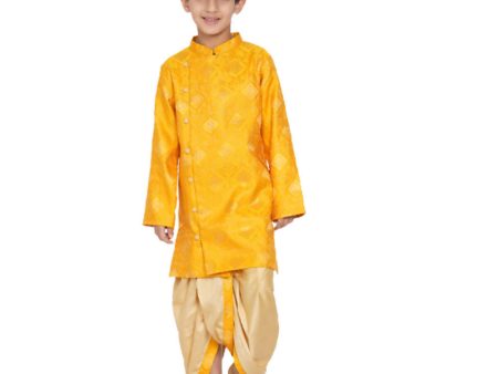 Little Bansi Boys Angrakha Kurta with Dhoti Royal yellow For Discount