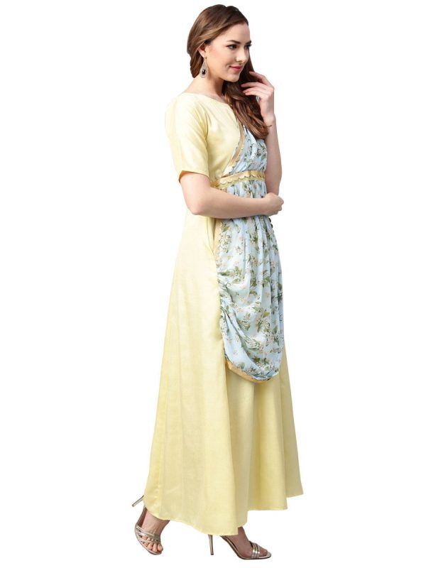 Ahalyaa Draped Dupatta A line Dress Online Hot Sale