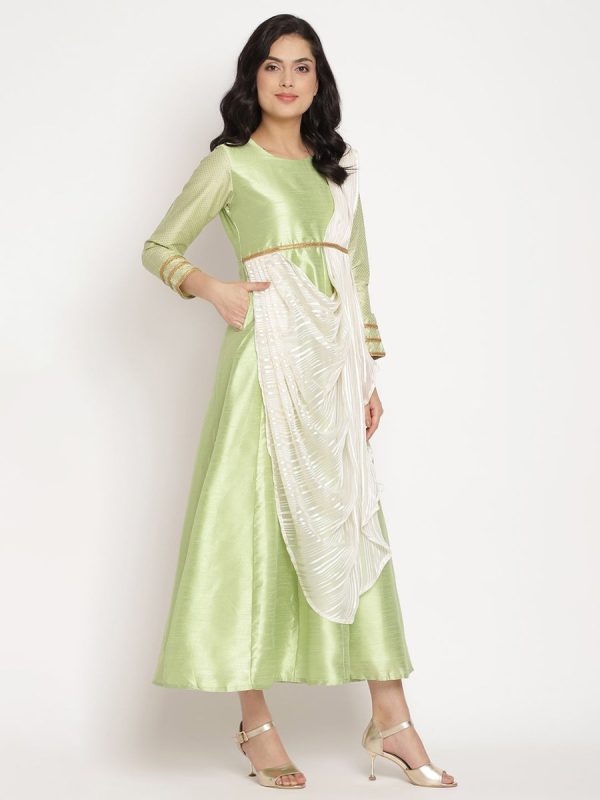 Ahalyaa Gorgeous Green Art Silk Kurta Online