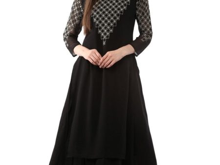 Ahalyaa Black Floor Length Double Layered Anarkali Online Hot Sale