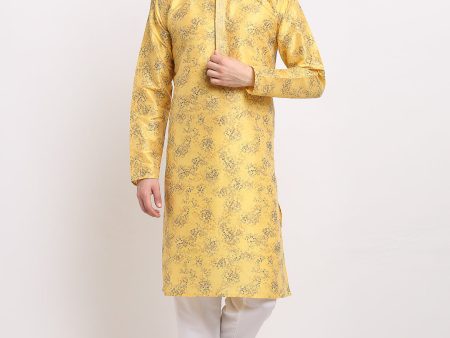 Jompers Men s Yellow Dupion Printed Kurta Payjama Sets Online