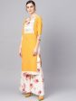 Ahalyaa Mustard Yellow & Cream-Coloured Printed Kurta with Palazzos & Dupatta For Sale