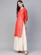 Ahalyaa Cream-Coloured & Red Bandhani Foil Printed Layered Beautiful Maxi Dress For Discount