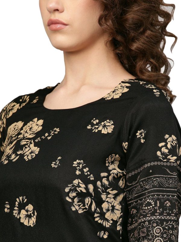 Ahalyaa Black Printed Kurta Set For Women s Online Hot Sale