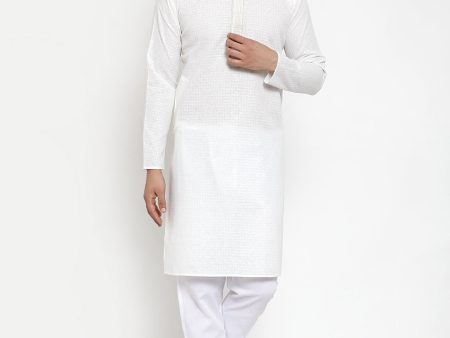 Jompers Men s White Woven Kurta Payjama Sets Sale