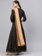 Ahalyaa Black and Gold Printed Anarkali Kurta Set For Women Discount