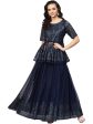 Ahalyaa Navy Blue Peplum Net Indowestern Set Fashion